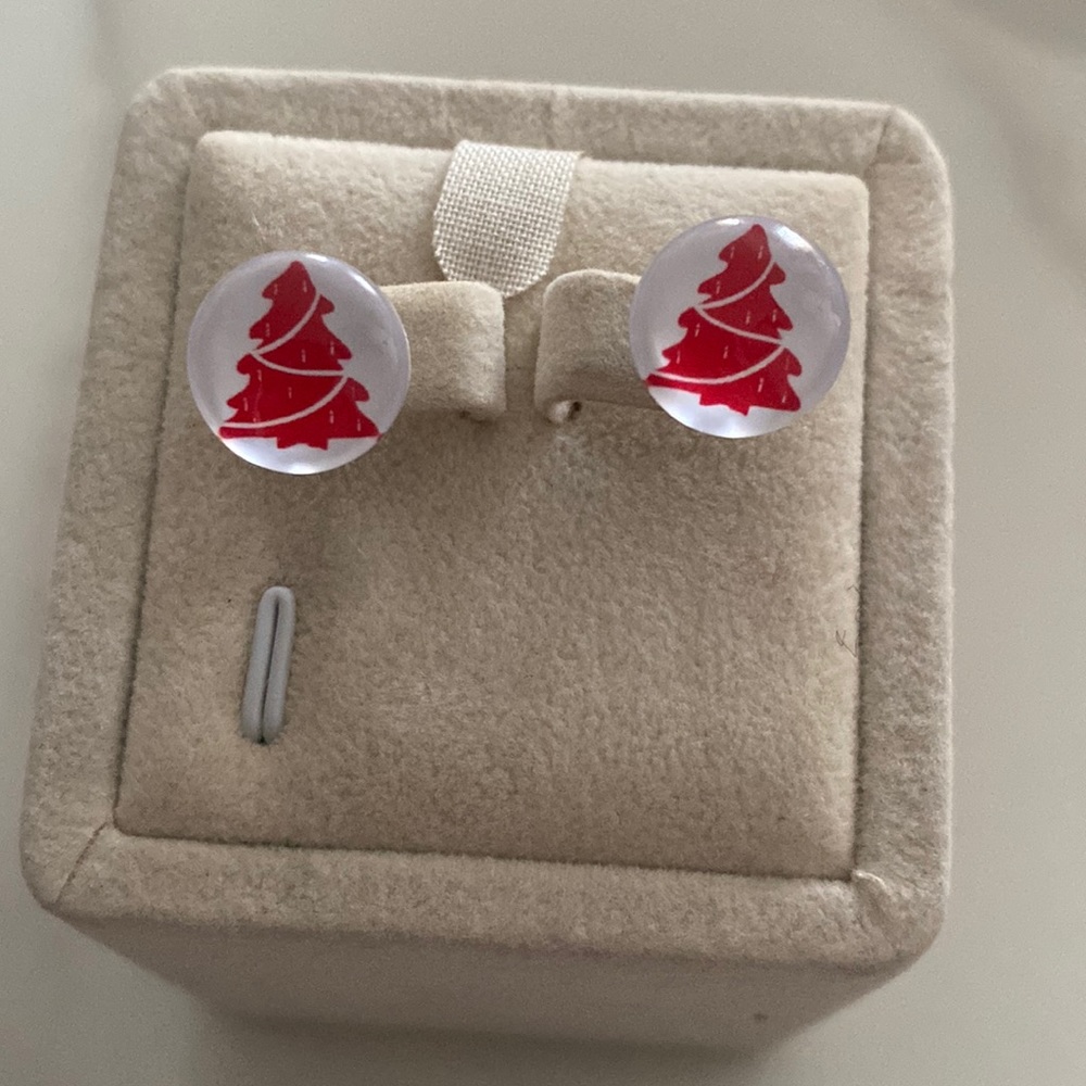 Red Christmas tree earrings